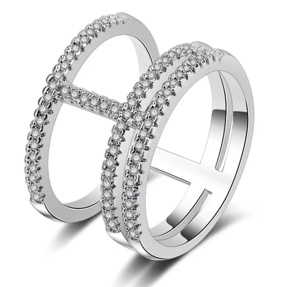 STERLING SILVER ENGAGEMENT BAND RING - Picture 3 of 4